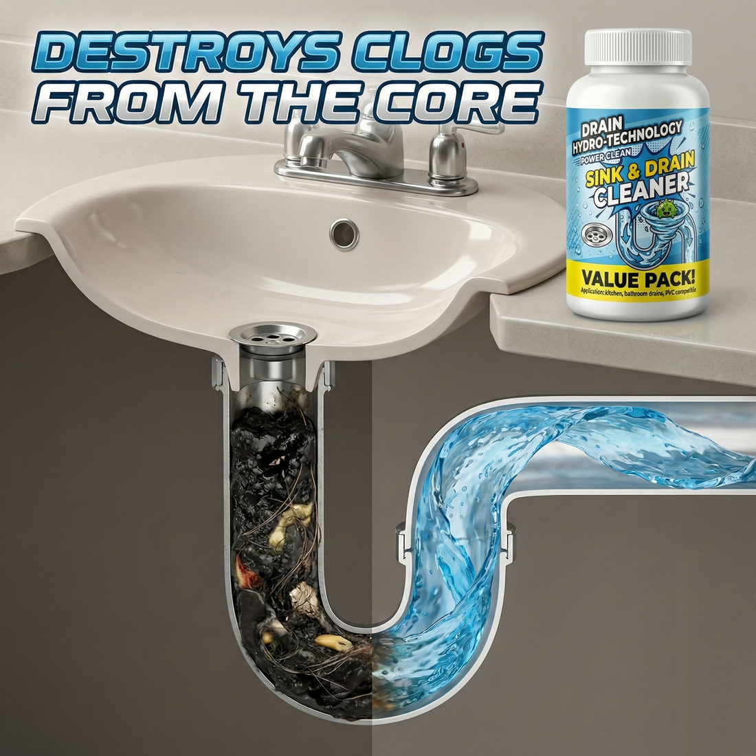 Drain Hydro Cleaner – Unclogs Sinks & Pipes in 2 Minutes🚀I Buy 1 Get 1 Free🔥